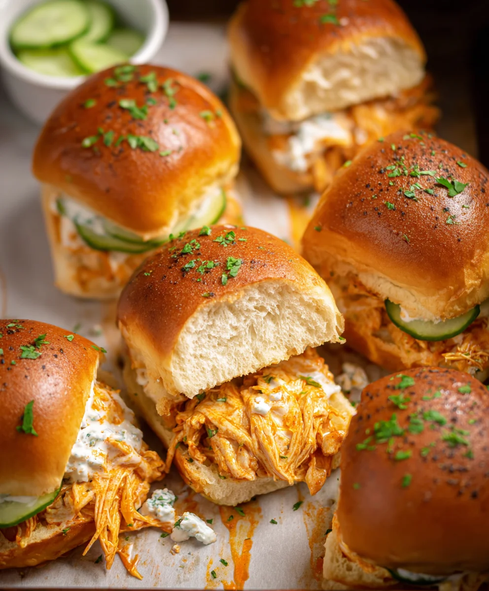 Spicy Buffalo Chicken Sliders-Easy Appetizer Recipe