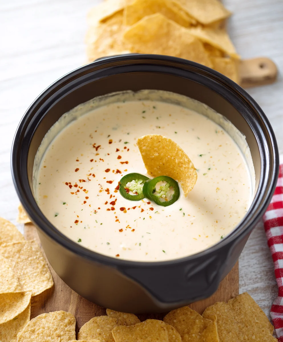 Easy Crockpot White Queso Dip Recipe
