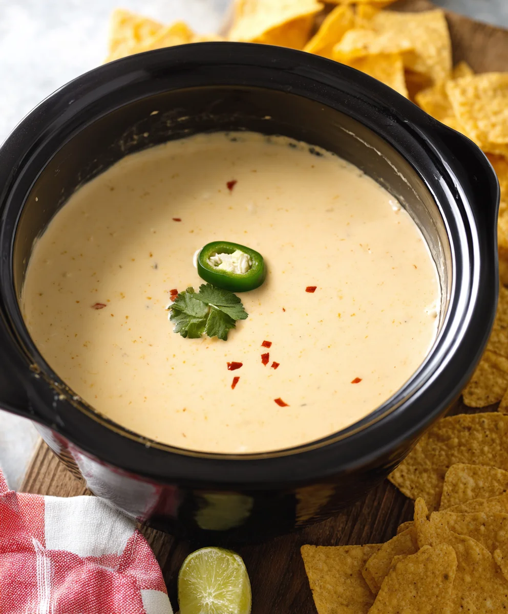 Easy Crockpot White Queso Dip Recipe