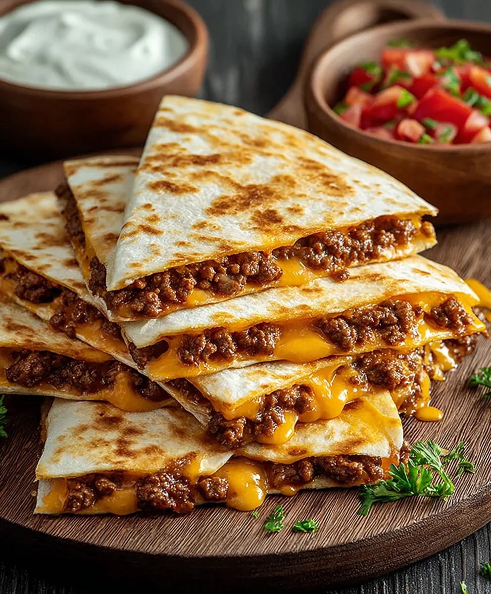 Easy Cheesy Ground Beef Quesadillas - Quick Dinner
