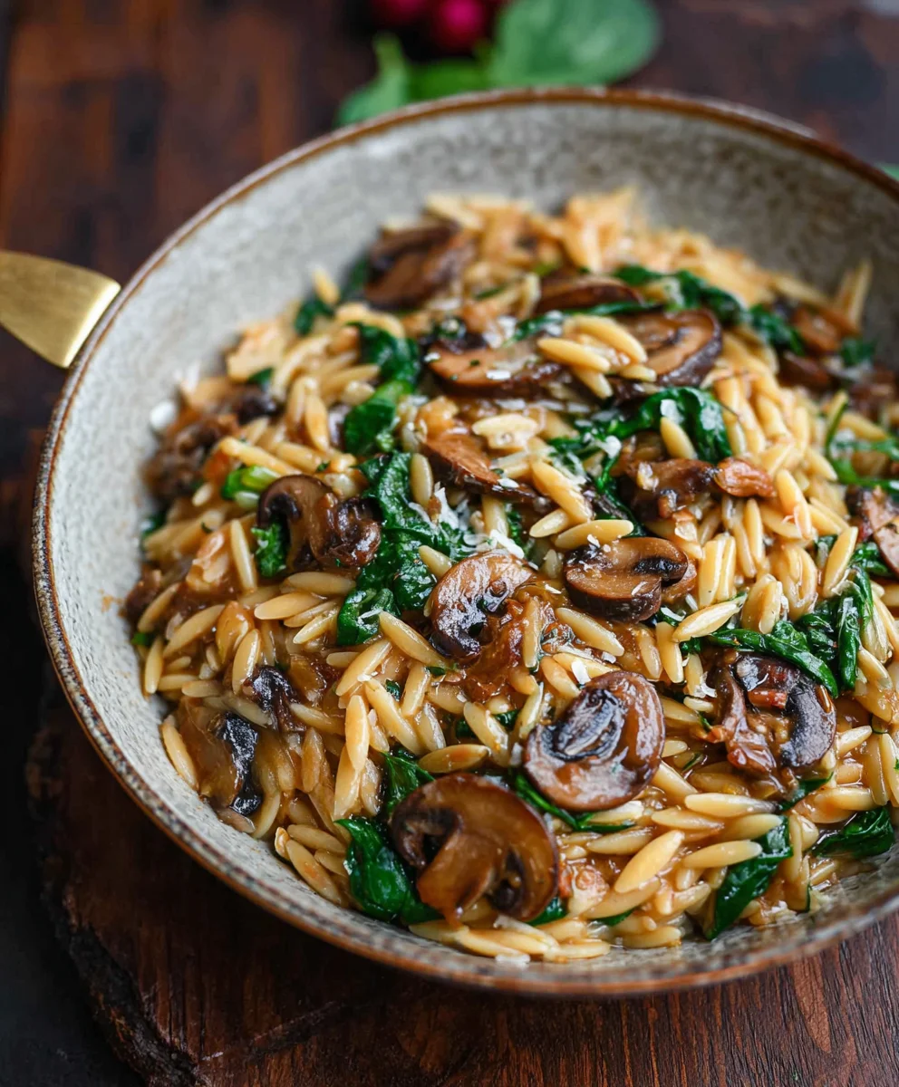 Mushroom Spinach Orzo Recipe - Easy & Delicious Pasta