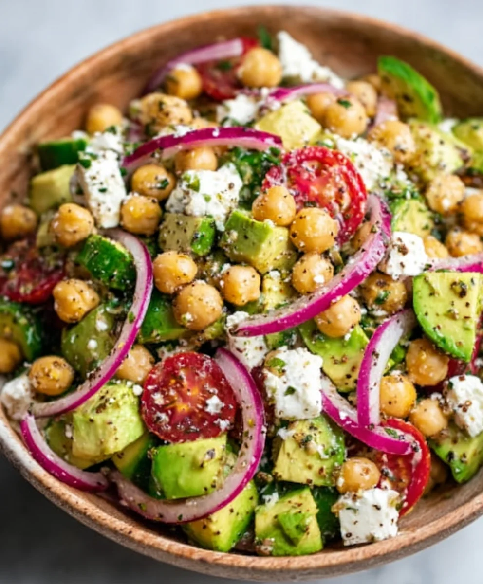 Chickpea Feta Avocado Salad - Fresh & Easy Recipe