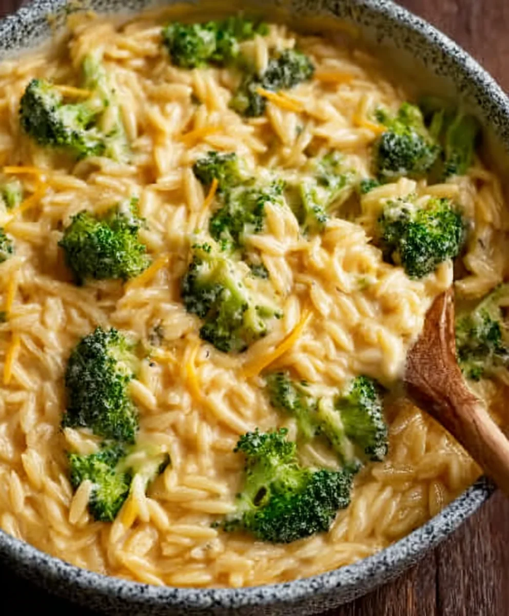 Creamy One-Pot Broccoli Cheddar Orzo - Easy Comfort Food