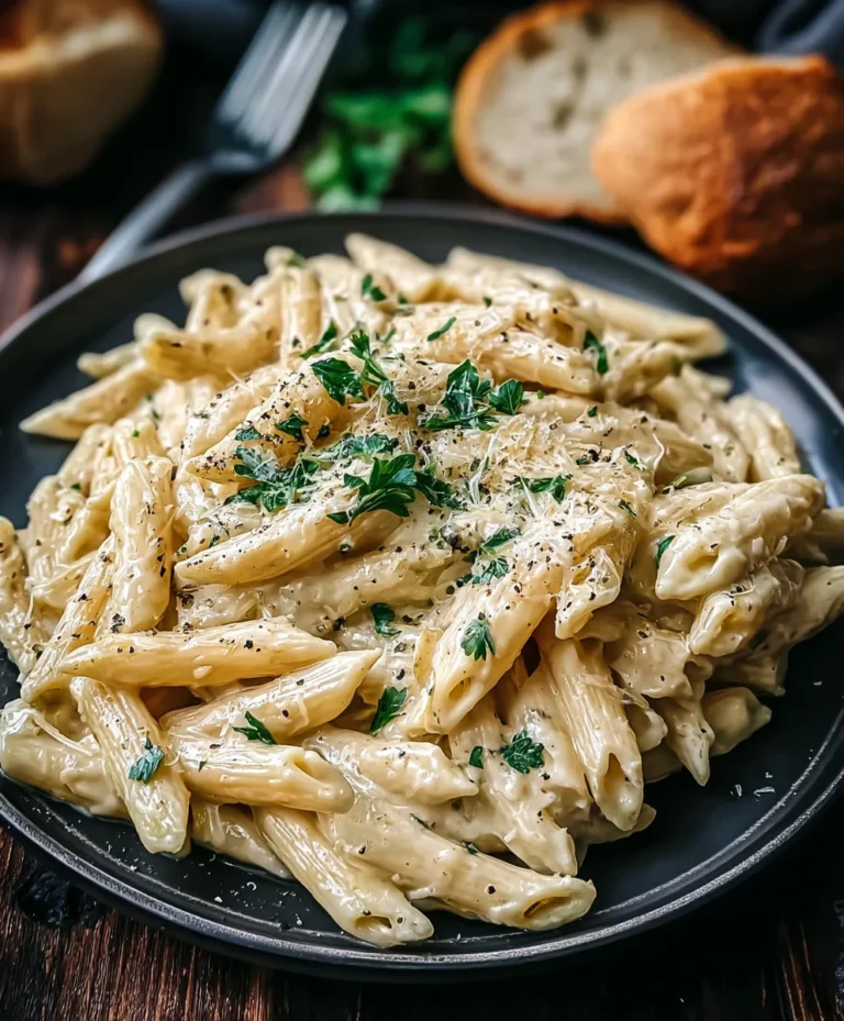 Easy Creamy Garlic Penne Pasta Recipe