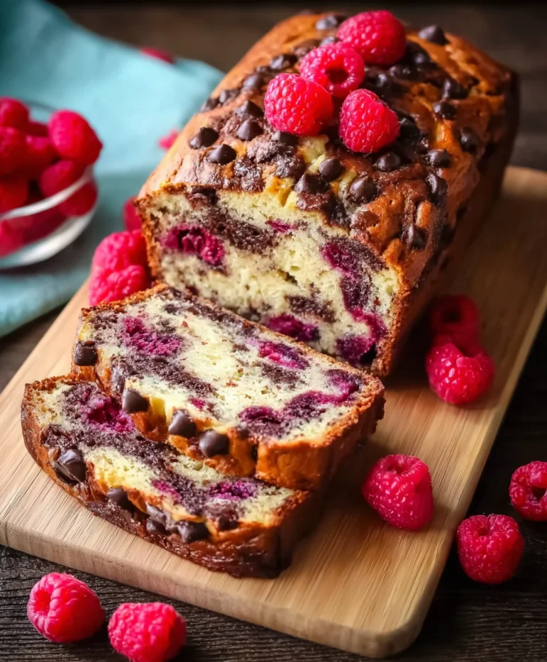 Raspberry Dark Chocolate Banana Bread Delight