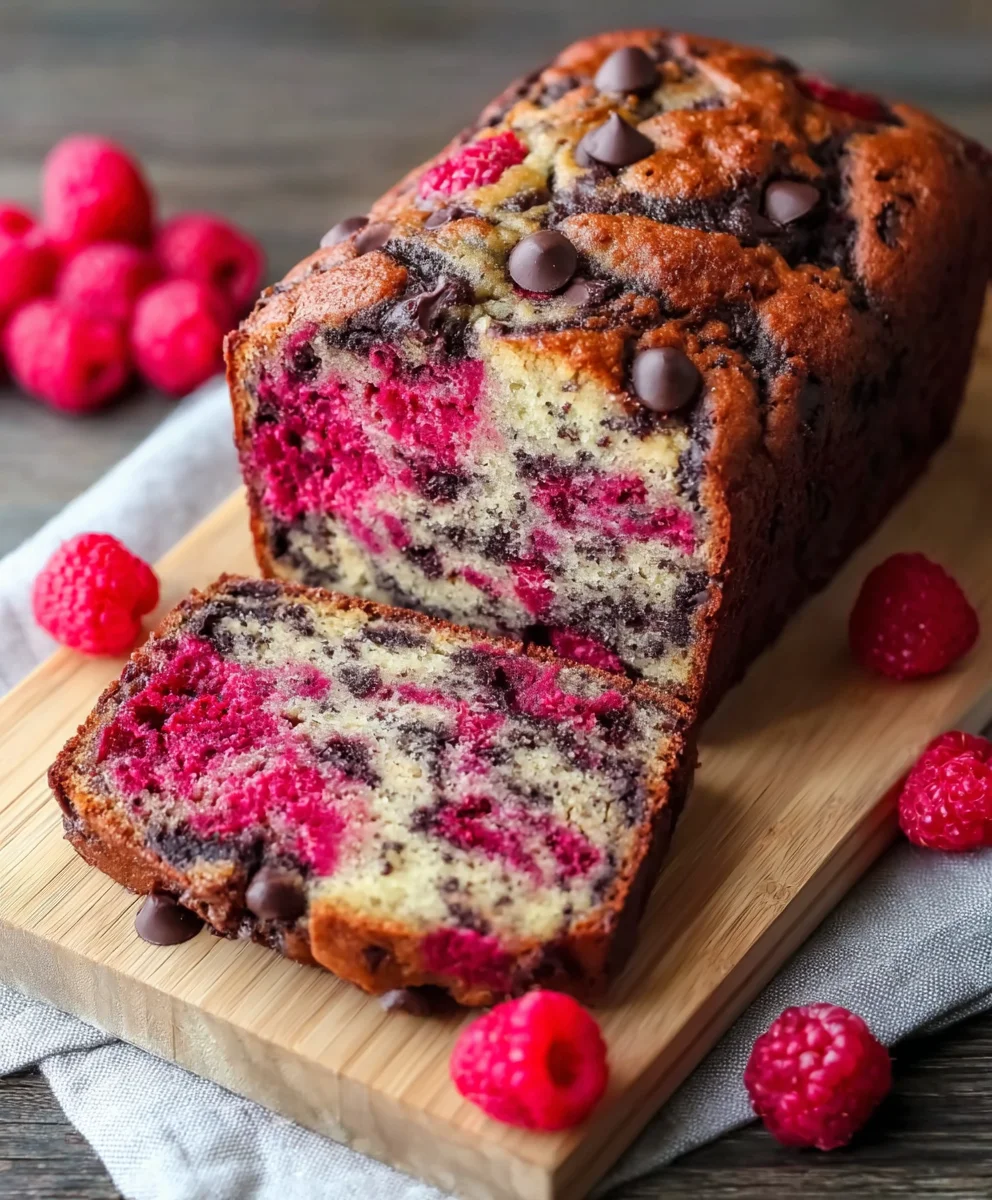 Raspberry Dark Chocolate Banana Bread Delight