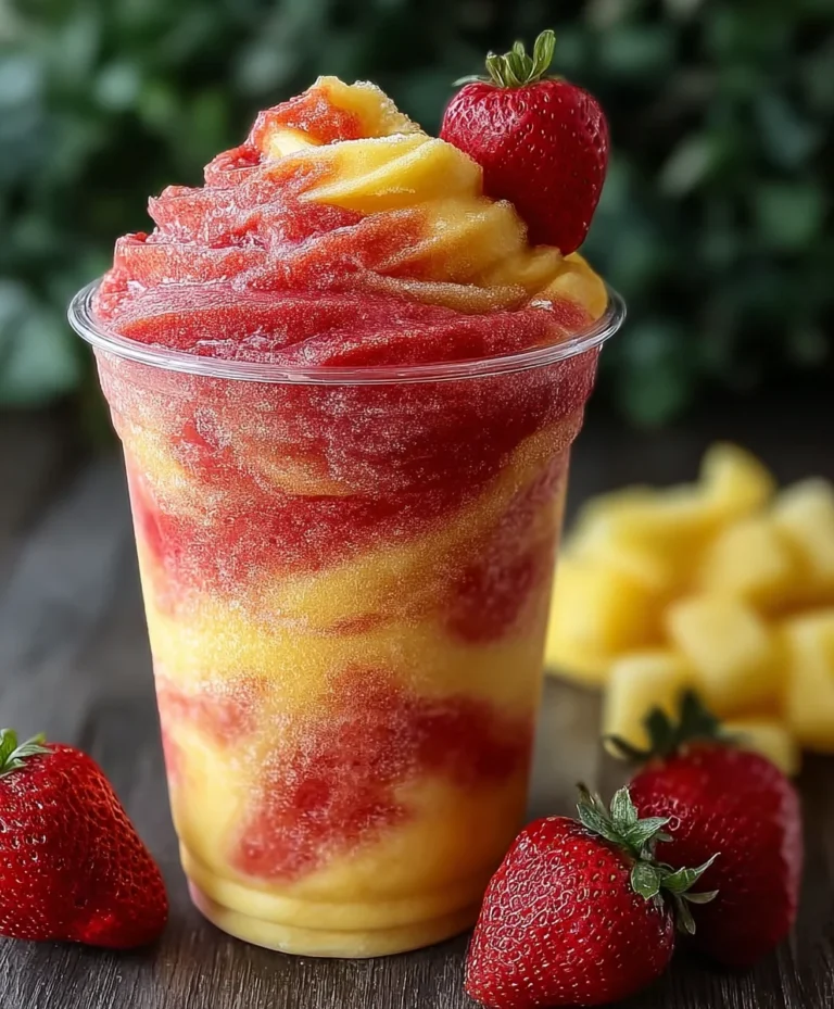 Pineapple Strawberry Swirl Slushie- Refreshing Drink