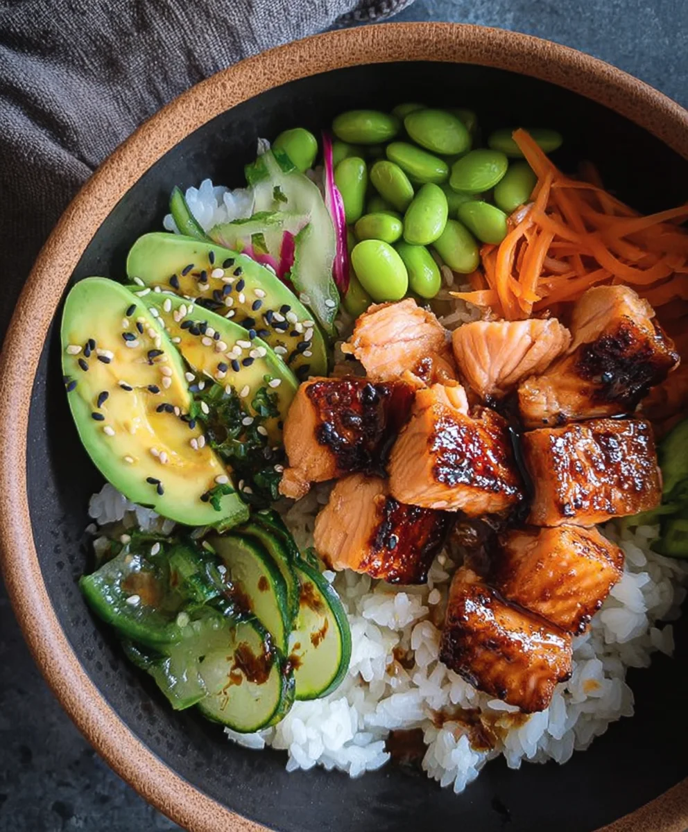 Easy Teriyaki Salmon Sushi Bowl - Gluten Free