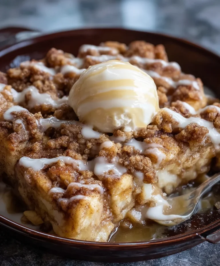 Apple Crisp Cinnamon Roll Casserole Bake