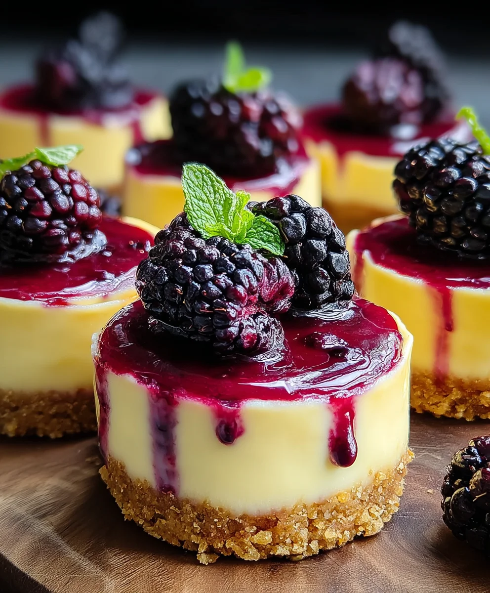 Lemon Raspberry Blackberry Mini Cheesecakes