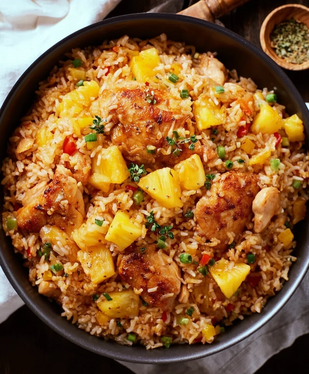 Sweet Pineapple Chicken Rice-Easy Family Meal