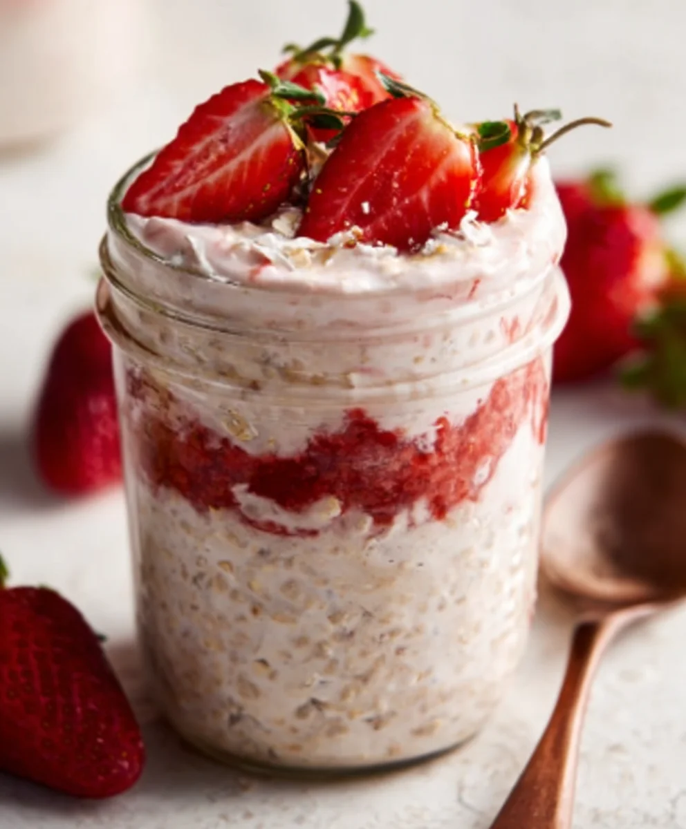 Strawberry Cheesecake Overnight Oats-Easy & Delicious Recipe