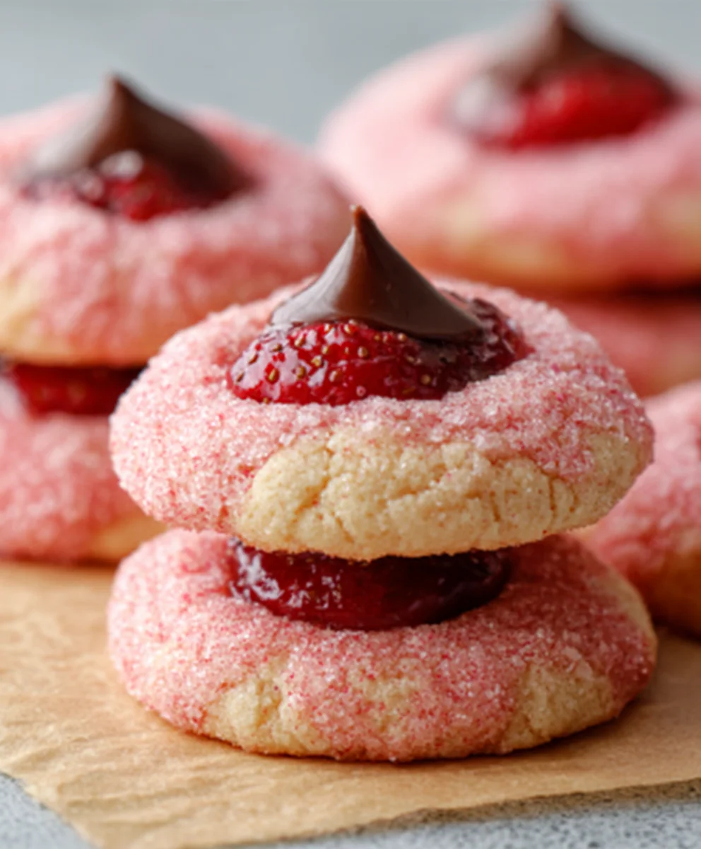 Sweet Strawberry Kiss Cookies-Easy Recipe