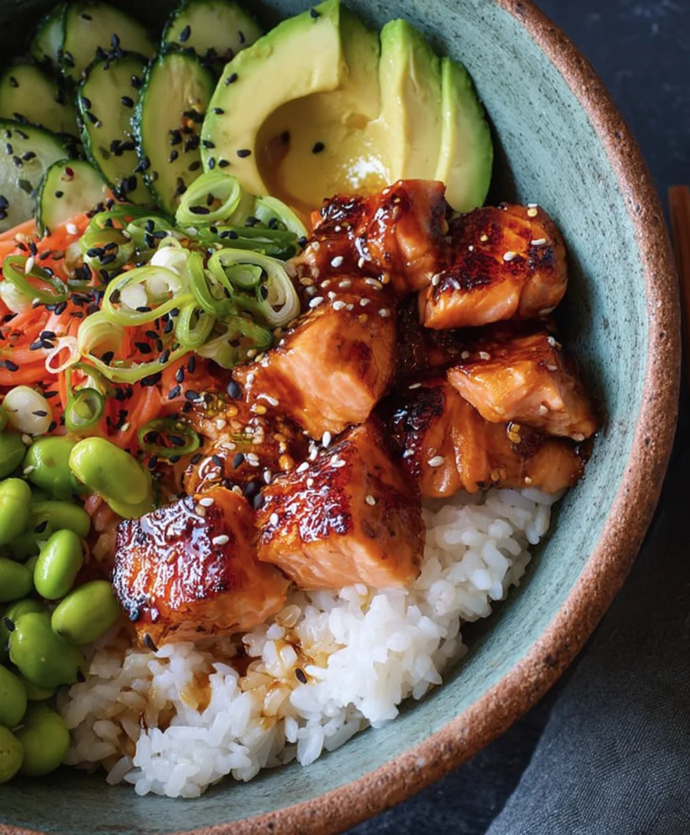 Easy Teriyaki Salmon Sushi Bowl - Gluten Free