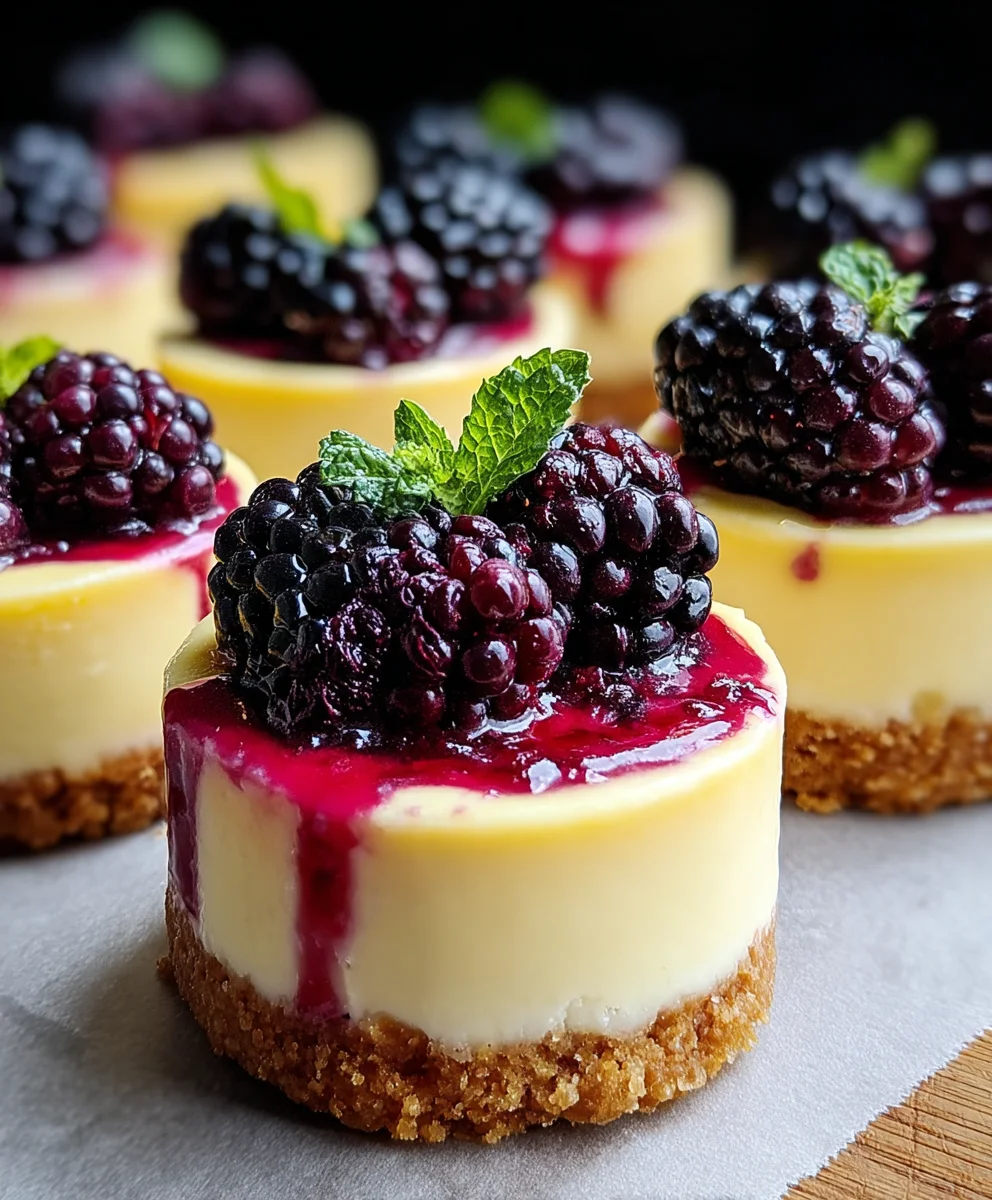 Lemon Raspberry Blackberry Mini Cheesecakes