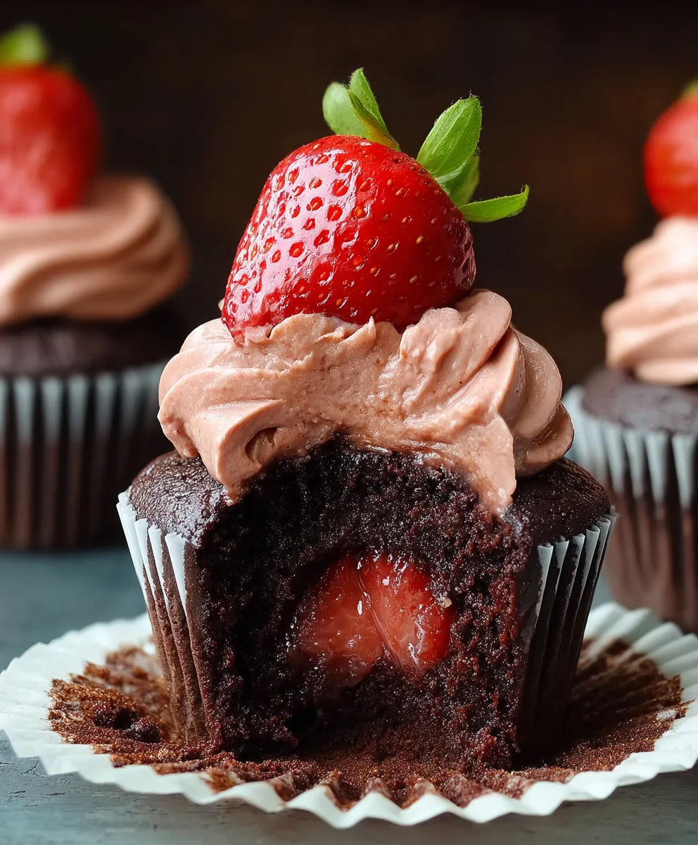Decadent Chocolate Strawberry Cupcakes - Easy Recipe