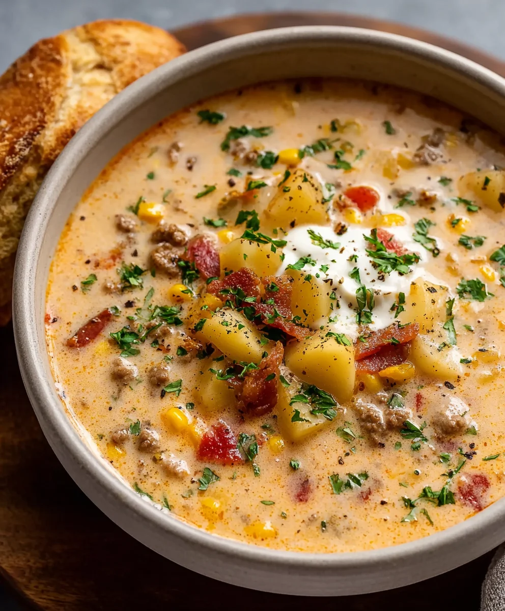 Creamy Cowboy Beef Soup-Hearty Flavorful Family Favorite
