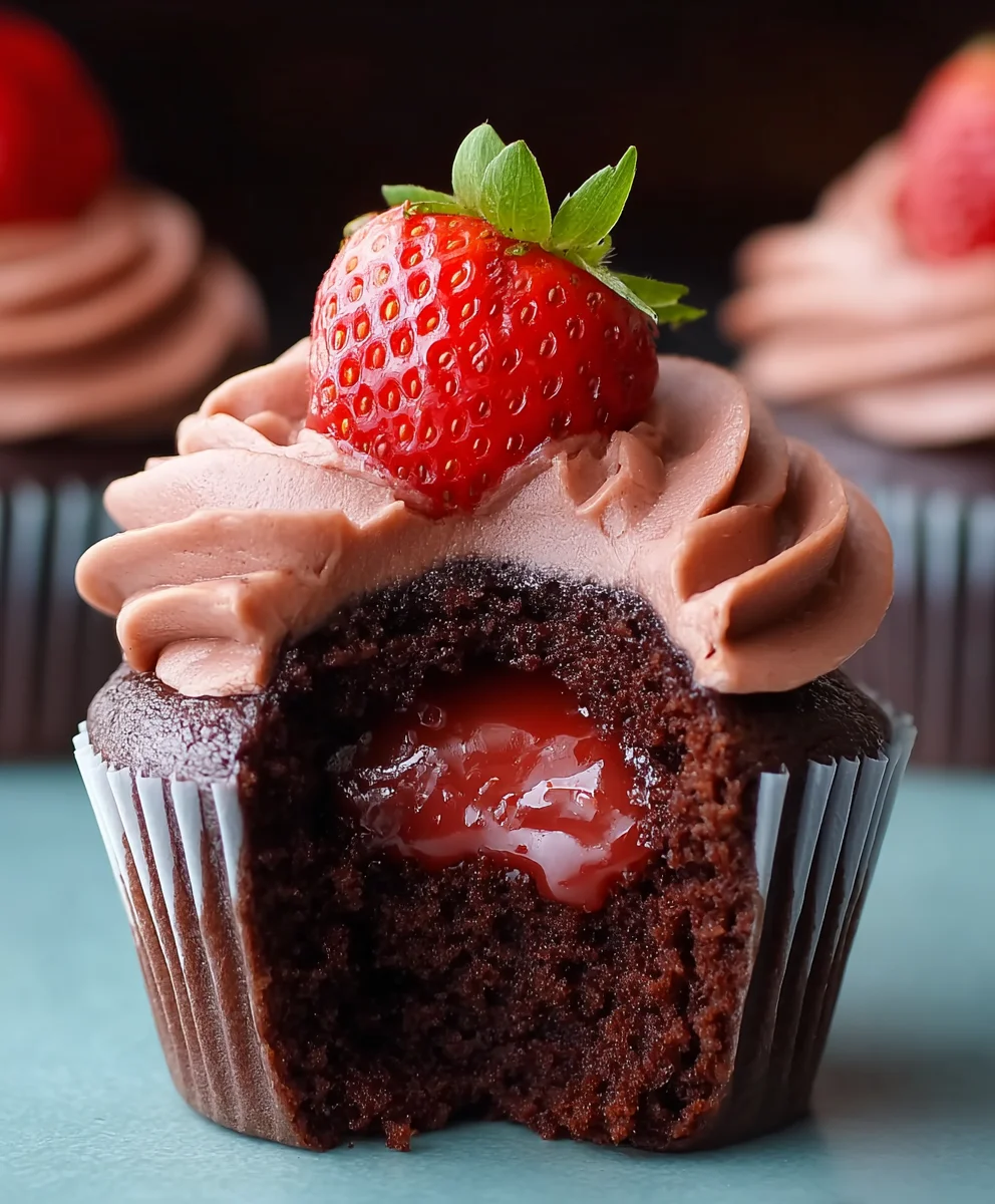 Decadent Chocolate Strawberry Cupcakes - Easy Recipe