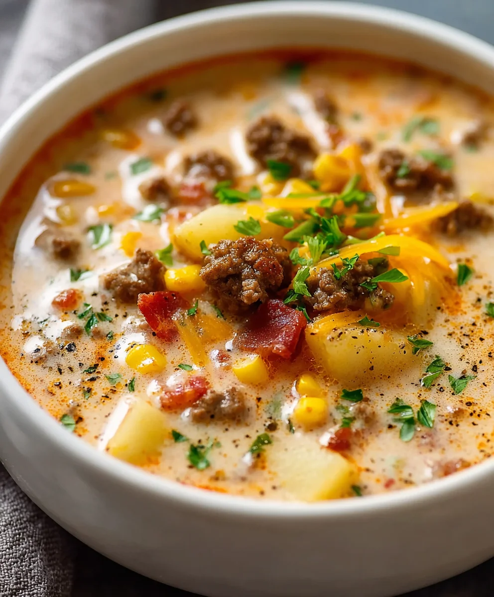 Creamy Cowboy Beef Soup-Hearty Flavorful Family Favorite