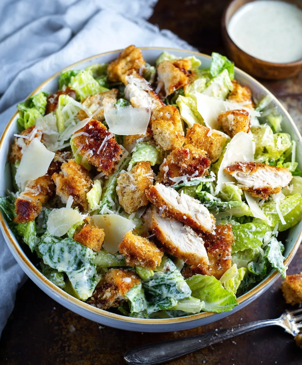 Crispy Chicken Caesar Salad-The Best Recipe