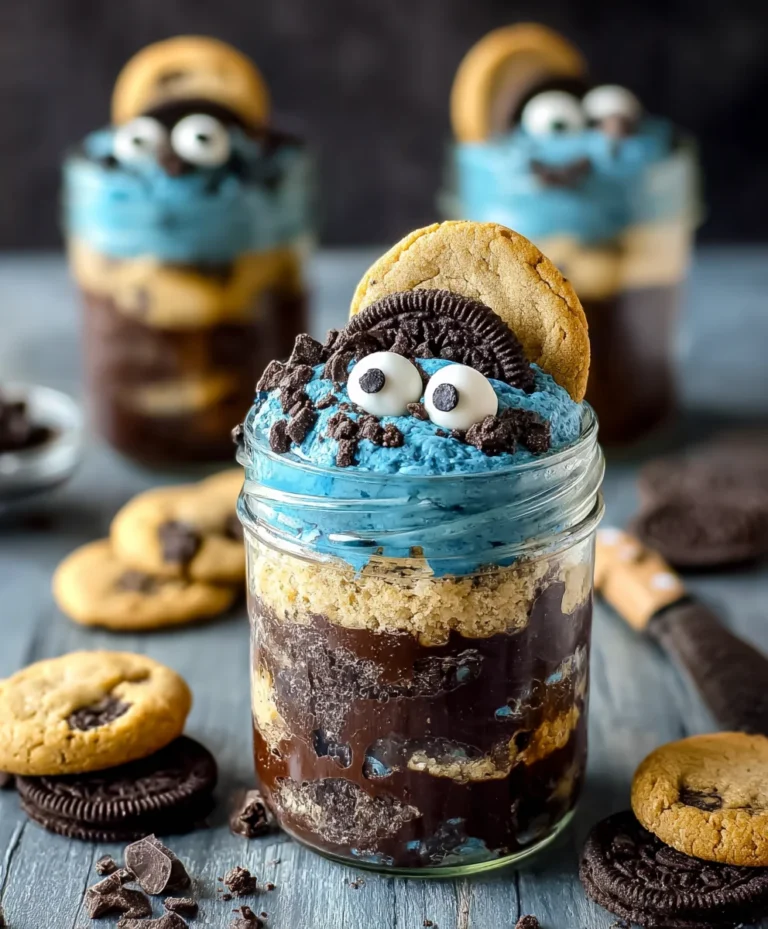 Cookie Monster Cake Jars-Fun No-Bake Dessert
