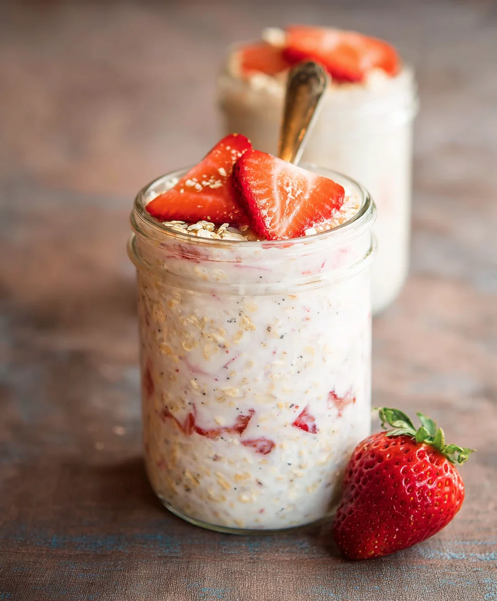Strawberry Cheesecake Overnight Oats Recipe-Easy Dessert Breakfast