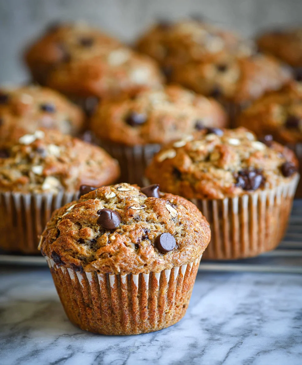 Healthy Banana Oatmeal Muffins- Chocolate Chip Yum