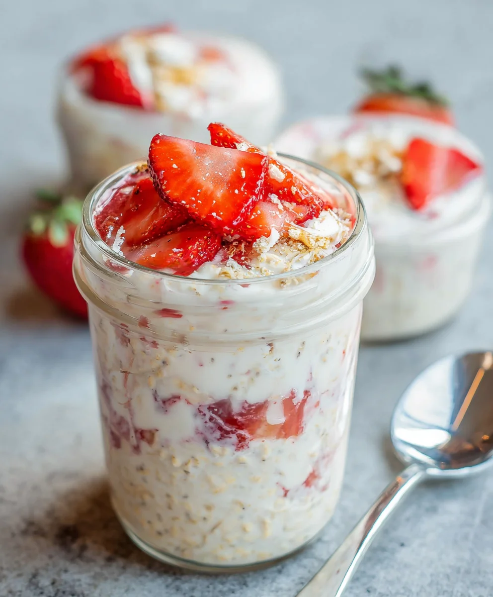 Strawberry Cheesecake Overnight Oats Recipe-Easy Dessert Breakfast