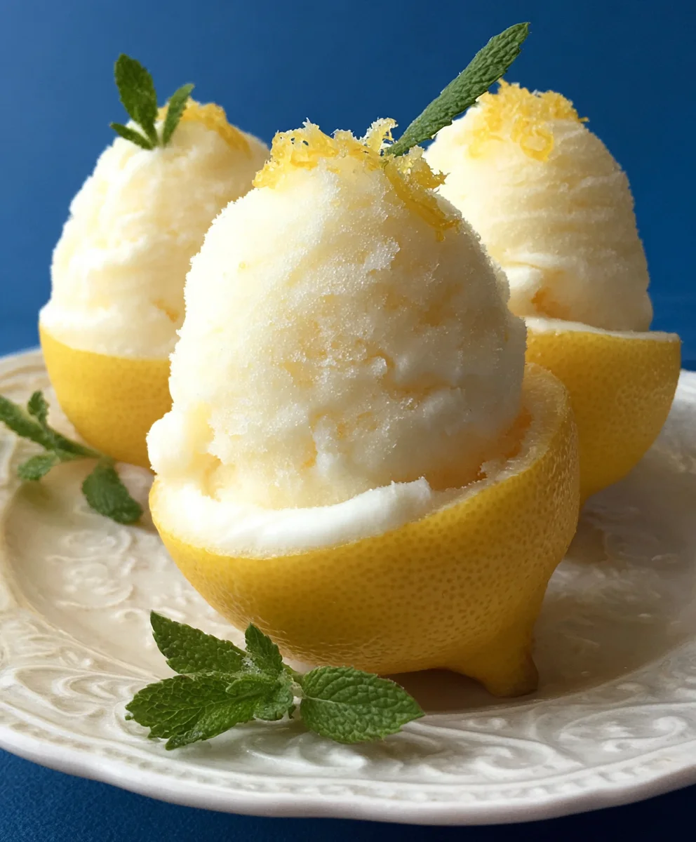 Lemon Sorbet - Frozen Lemon Shell Delight