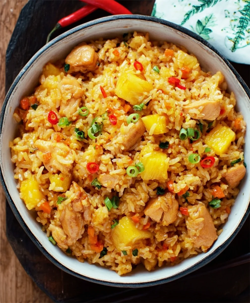 Sweet Pineapple Chicken Rice-Easy Family Meal