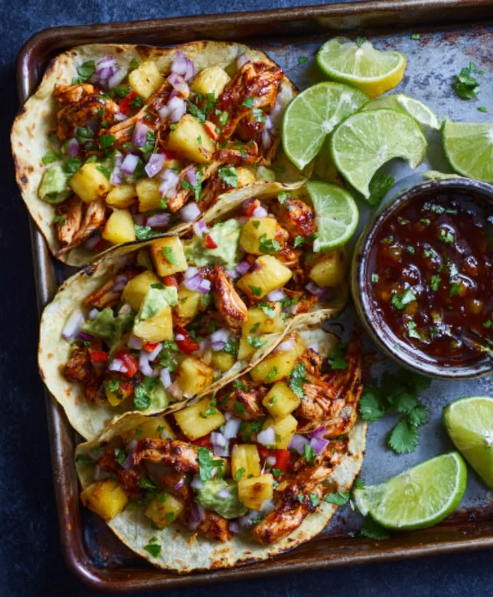 Easy Chicken Pineapple Tacos - Quick One Pan Meal