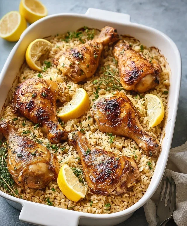 Baked Chicken Legs and Rice
