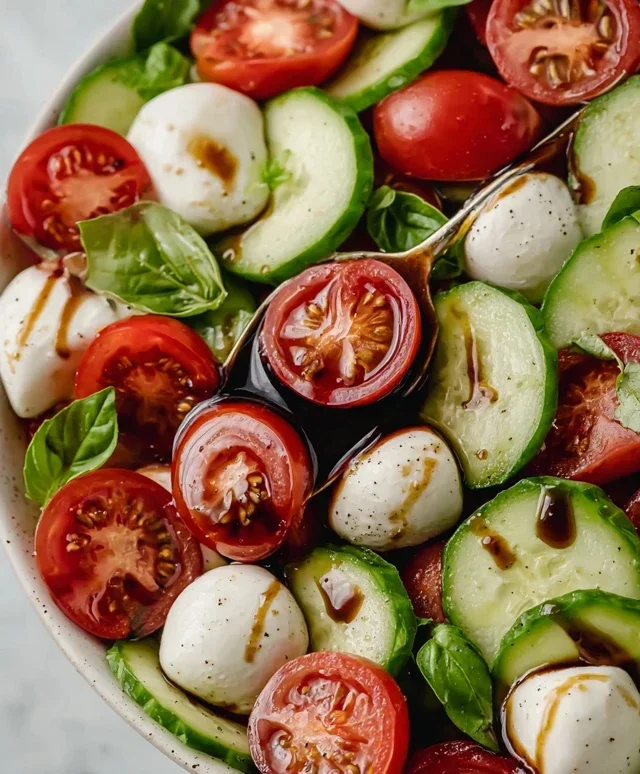 Fresh Cucumber Caprese Salad