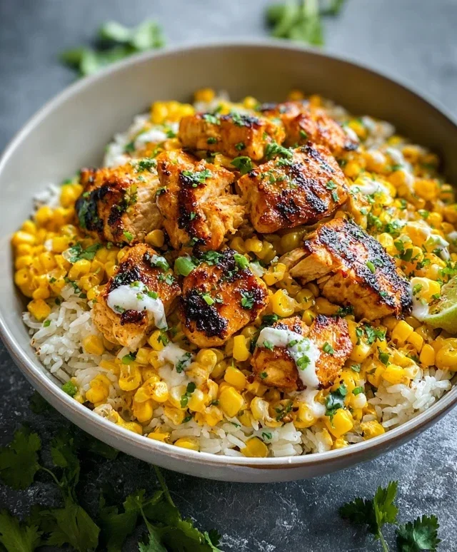 Street Corn Chicken Rice Bowl