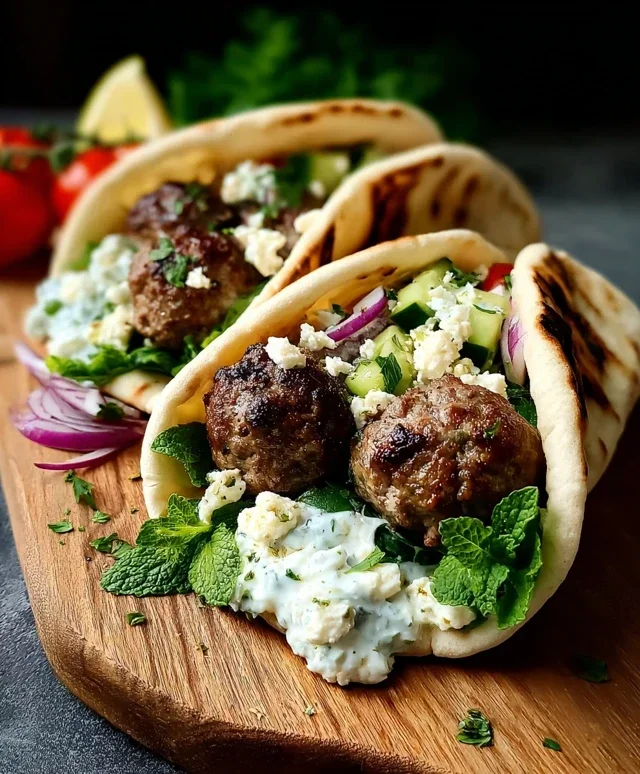 Greek Meatball Pitas