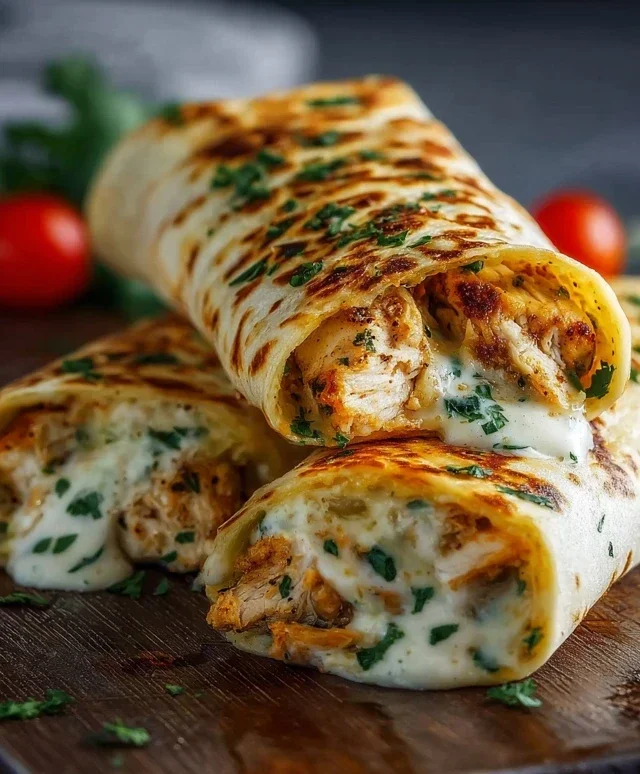 Low Carb Cheesy Garlic Chicken Wraps