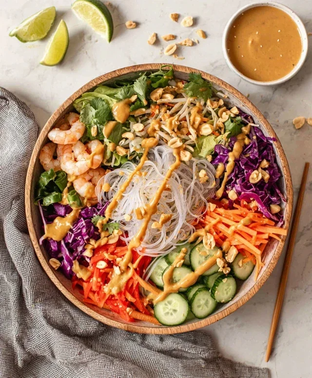 Spring Roll Salad with Peanut Dressing, gluten-free