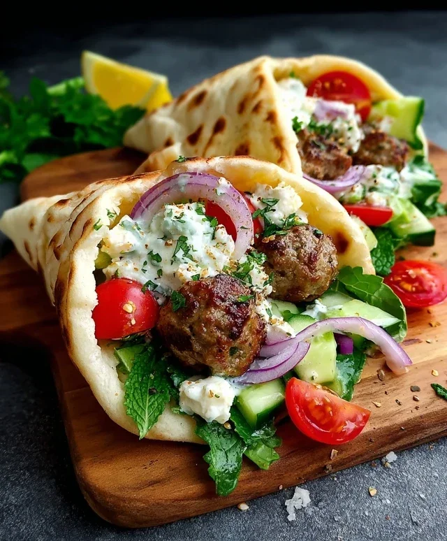 Greek Meatball Pitas