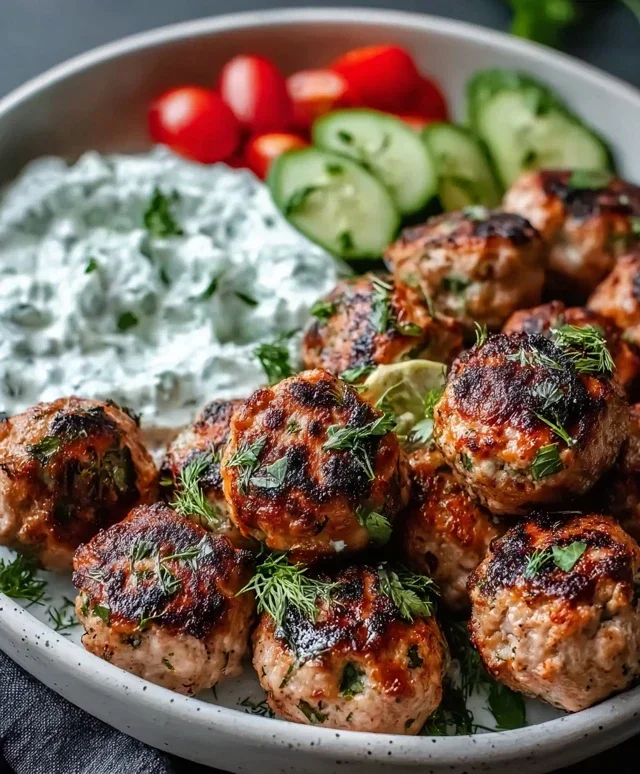 Greek Turkey Meatballs with Tzatziki