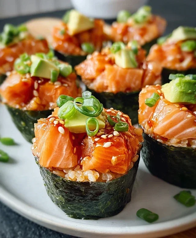 Spicy Salmon Sushi Cups