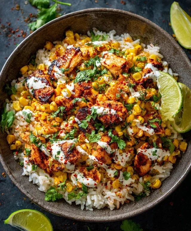 Street Corn Chicken Rice Bowl