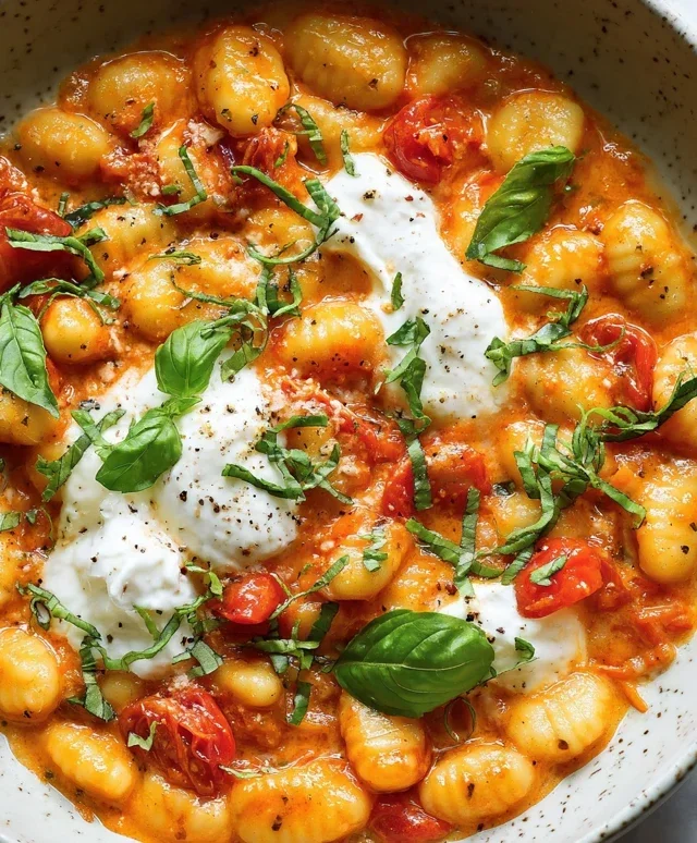 30 Minute Creamy Tomato Gnocchi with Burrata