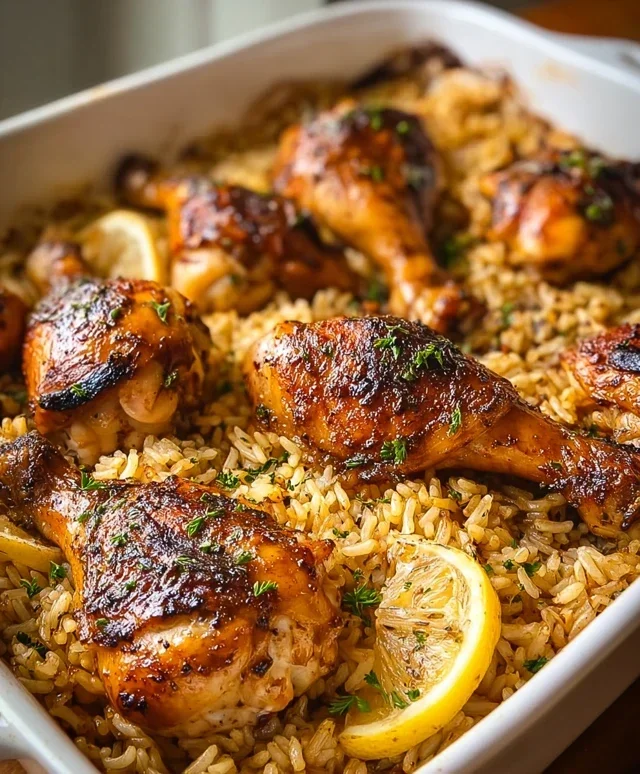 Baked Chicken Legs and Rice