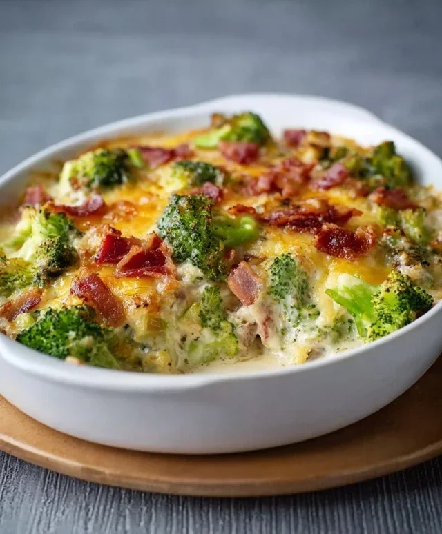 Creamy Low Carb Chicken Casserole with Broccoli and Beef Beef Bacon