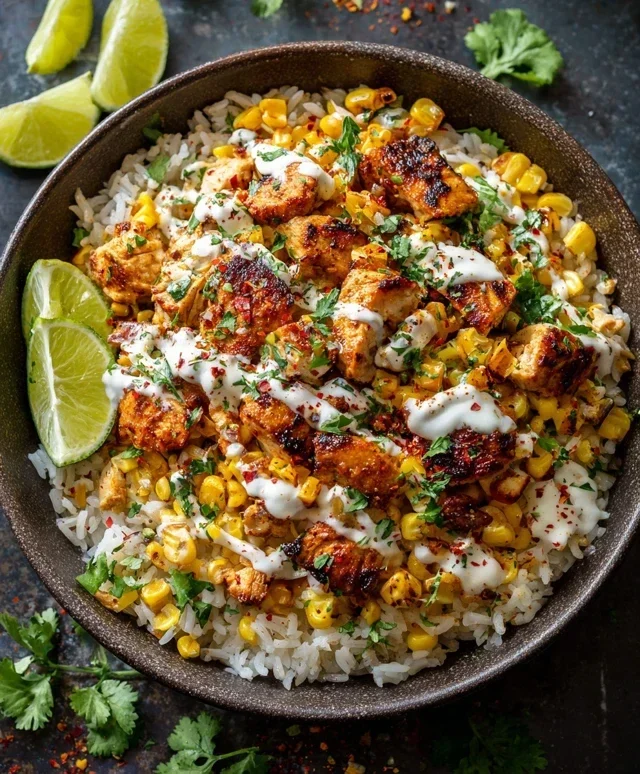 Street Corn Chicken Rice Bowl