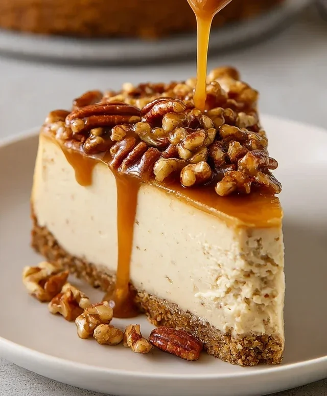 Vegan Caramel Pecan Cheesecake