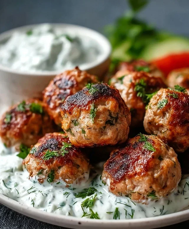 Greek Turkey Meatballs with Tzatziki
