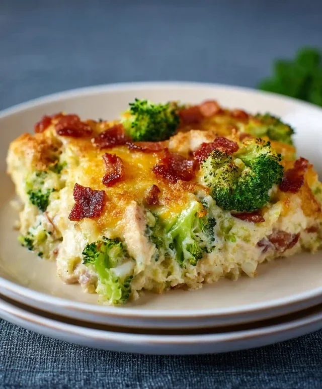 Creamy Low Carb Chicken Casserole with Broccoli and Beef Beef Bacon