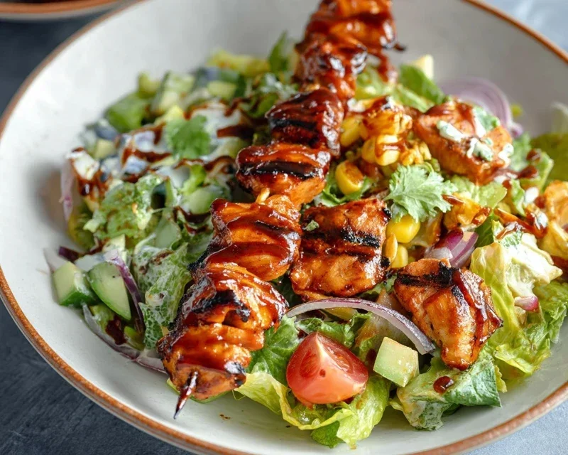 BBQ Chicken Skewer Salad