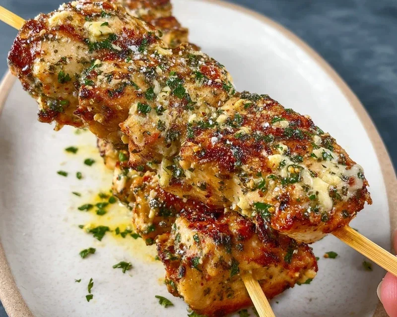 Garlic Parmesan Chicken Skewers